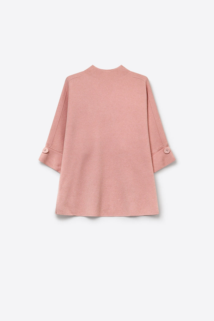 Pink Knitted Sweater with Button Details