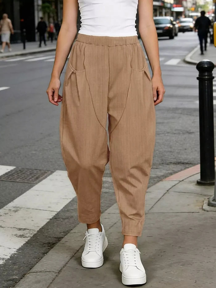 Plus Size Casual Elastic Waist Harem Pants - Pants