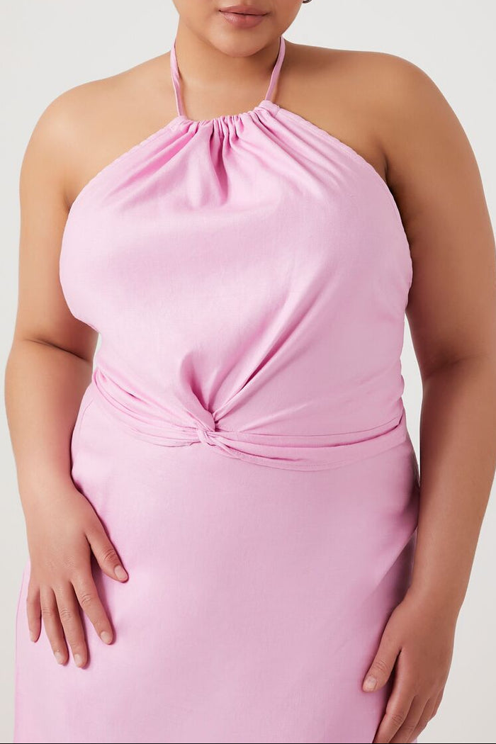 Plus Size Knotted Halter Top