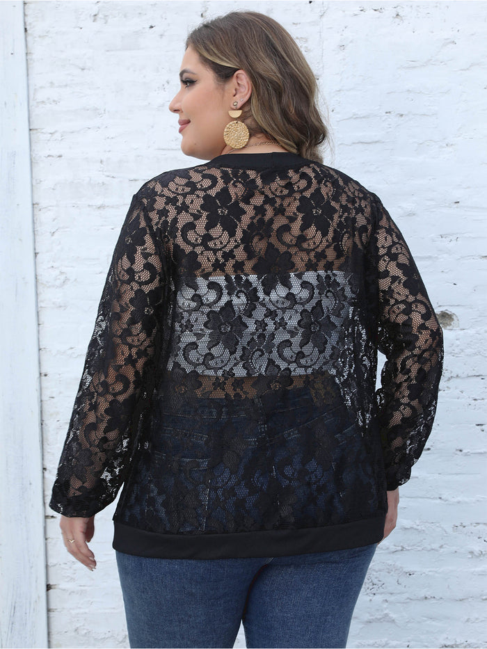 Plus Size Lace Open Front Cardigan for Trendy Styles - Cardigans
