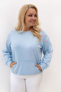 Plus Size Sweatshirt with Floral Detail blue one-size-fits-all - Sweatshirt