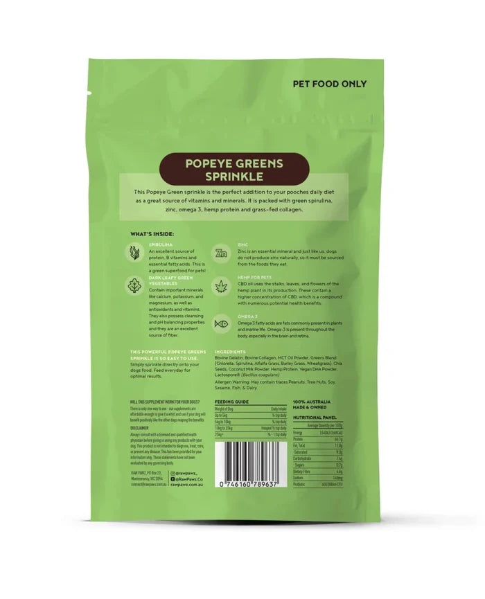 Raw Pawz Popeye Greens Sprinkle - Shiny Coat