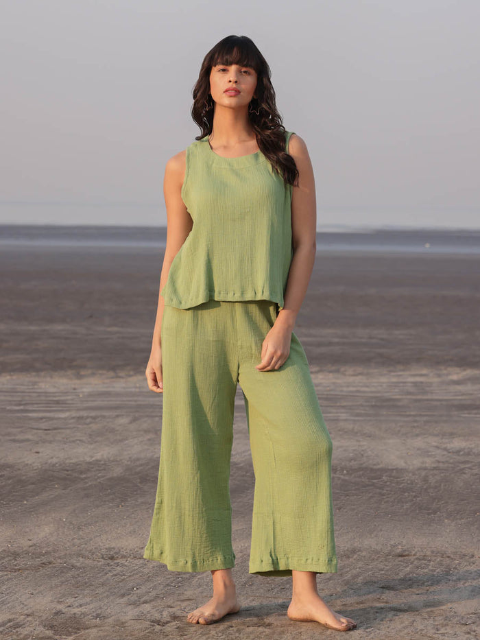 Rapallo Solid Green Co-ord Set of 2 - Pinklay