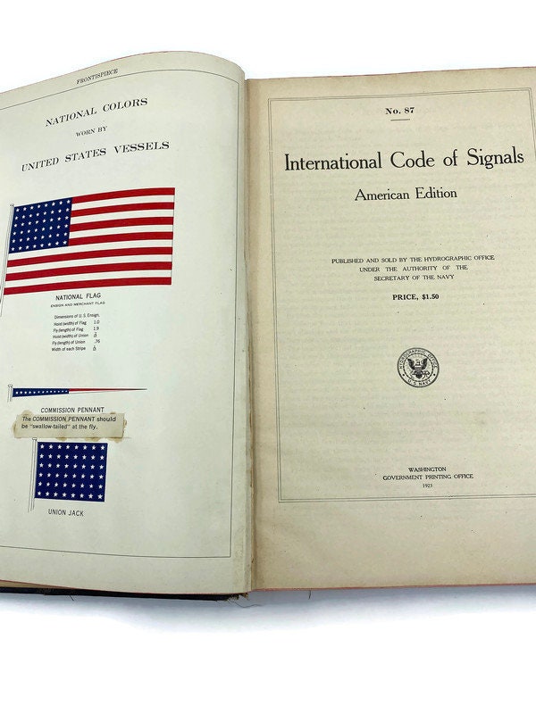 Rare Antique Book, International Code of Signals American Edition 1923 at Duckwells