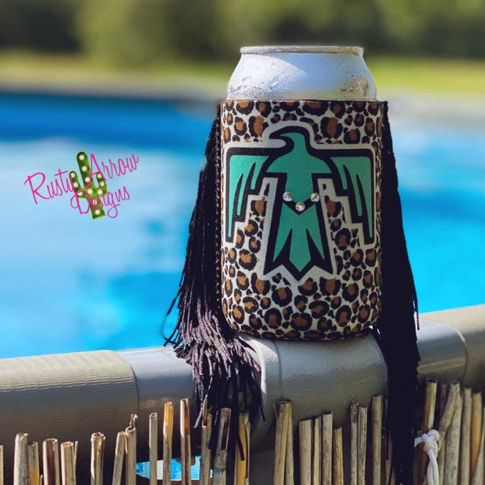 Regular Leopard Thunderbird Fringe Koozie - Koozie