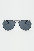 Retro Aviator SunglassesWith Smoke Lense in Black