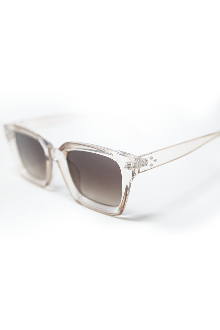 Retro style thick square translucent frame sunglasses