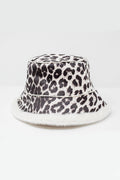 Reversible bucket hat in leopard print in ecru