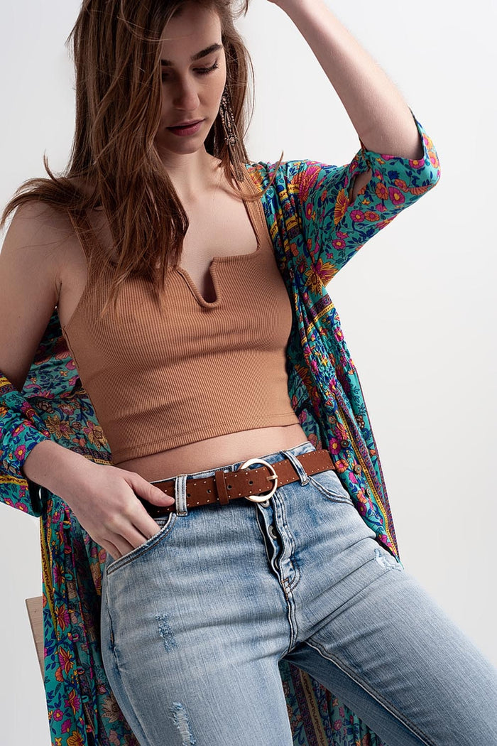 Rib crop top in beige