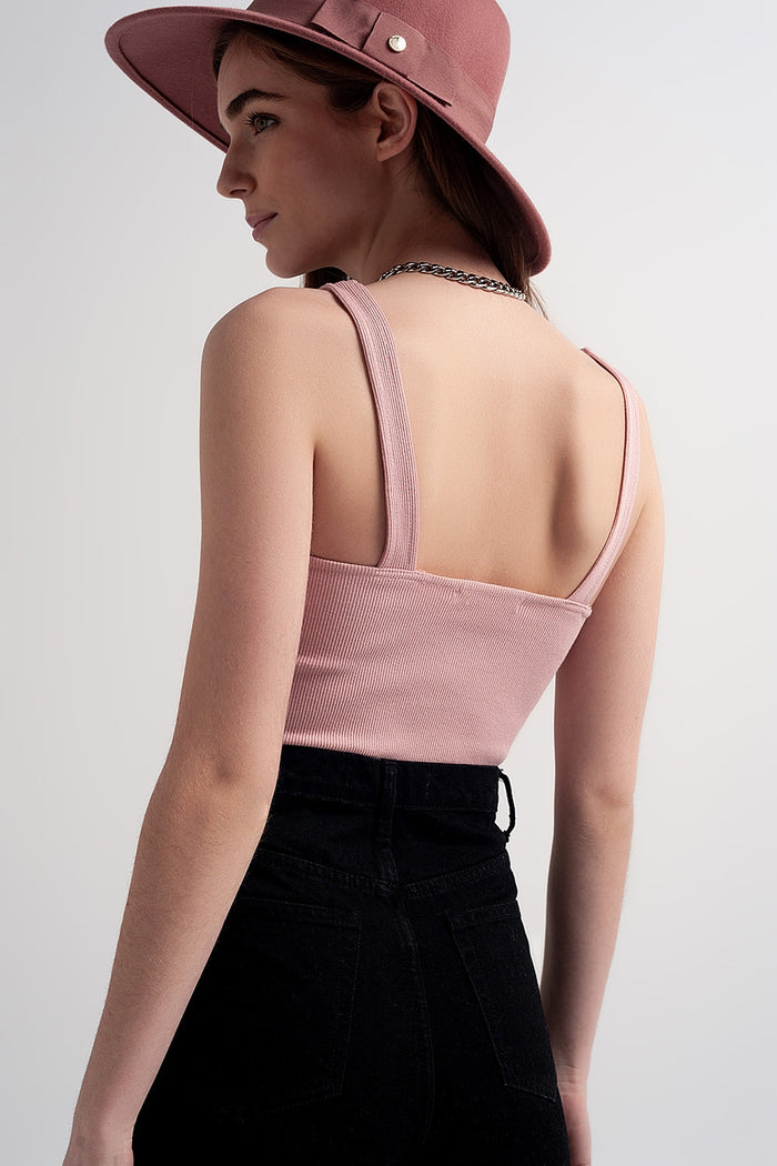 Rib crop top in pink blush