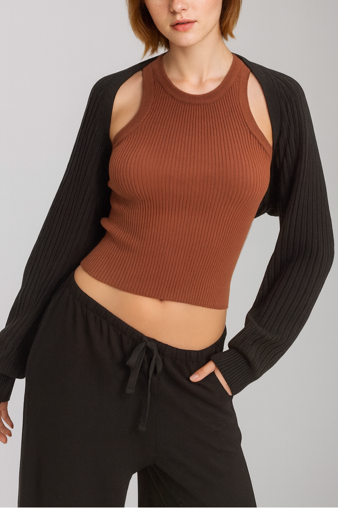 Ribbed Bolero Shrug