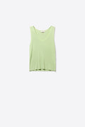 Ribbed Knit V-Neck Tank Top in mint green color