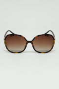 Round beige printed sunglasses with gold metal detail