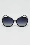 Round sunglasses in black with gold metal detail