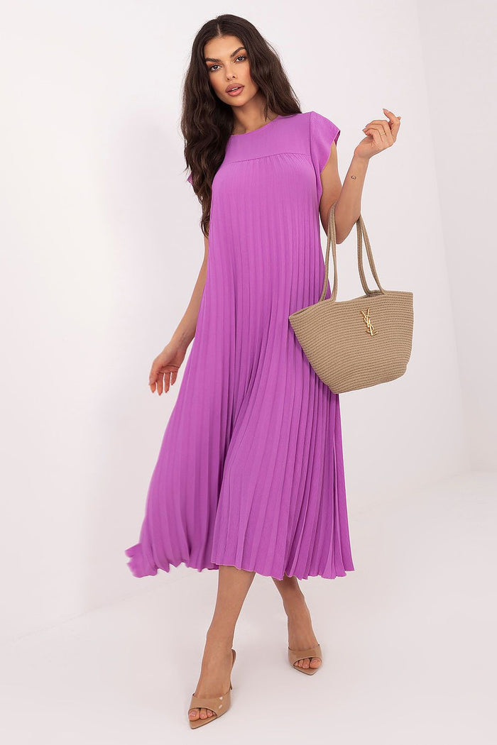 Rue Paris Pleated Daydress in Vibrant Colors violet one-size-fits-all - Dresses