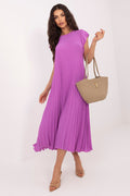 Rue Paris Pleated Daydress in Vibrant Colors violet one-size-fits-all - Dresses