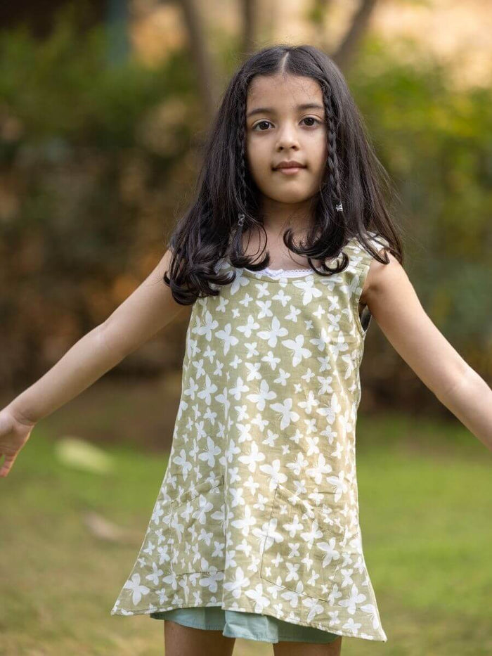 Safari Organic Cotton Layered Dress - Pinklay
