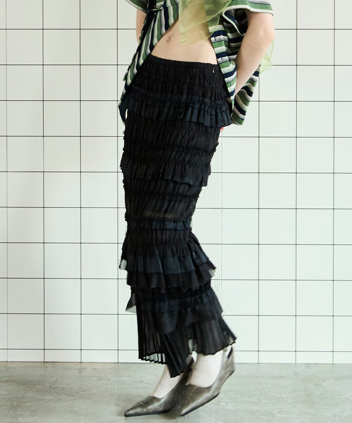 【SALE】Tiered Frill Long Tight Skirt