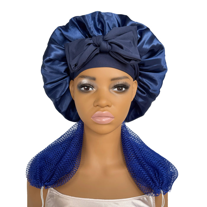 Dark Blue Bonnet + Navy Blue Sponge