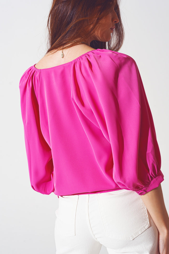 Satin button through shirt in fuchsia - Shirts
