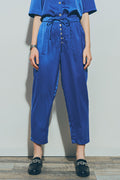 Satin Cropped Pants in Blue - trousers