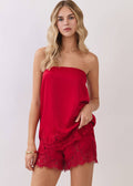 tcec crimson strapless gameday top lace trim Saturday social set