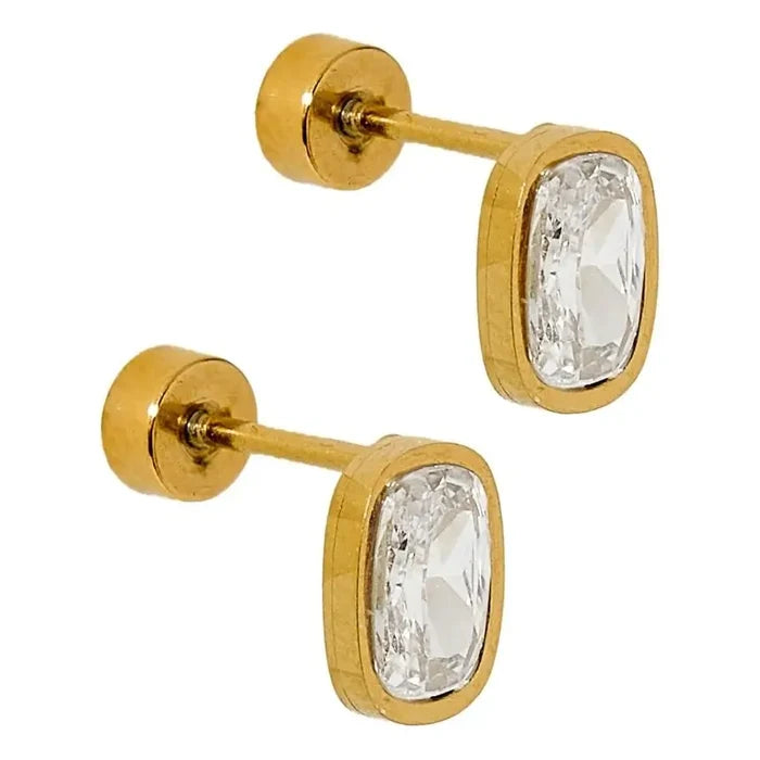 Screwback Stud Earrings - Kay Clear Gold