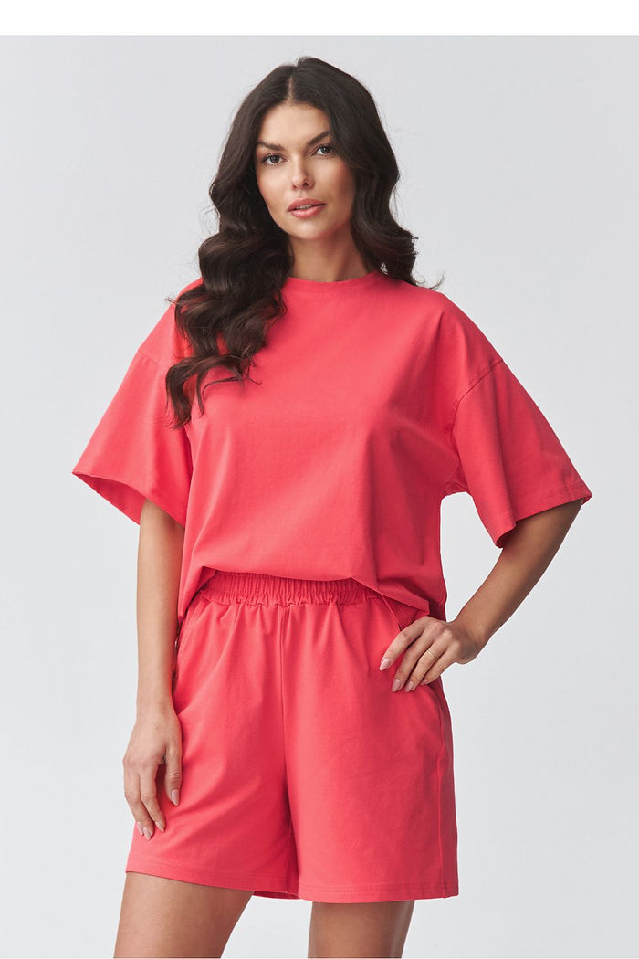 Set consisting of a loose blouse with short sleeves pink - Outfit Sets