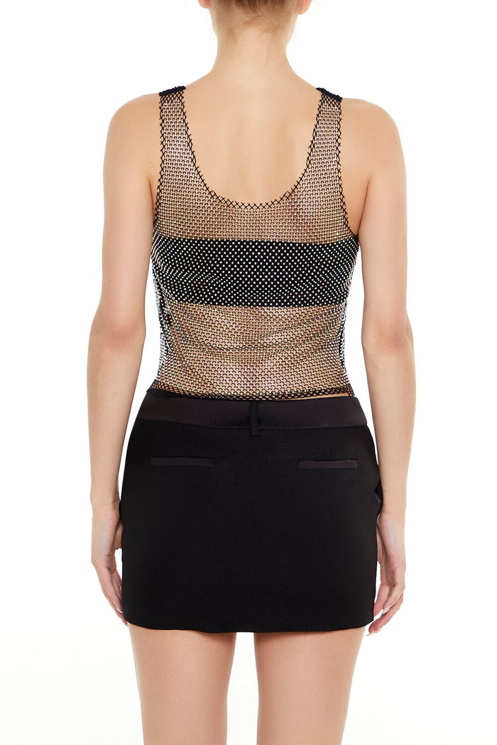 Sheer Rhinestone Netted Tank Top
