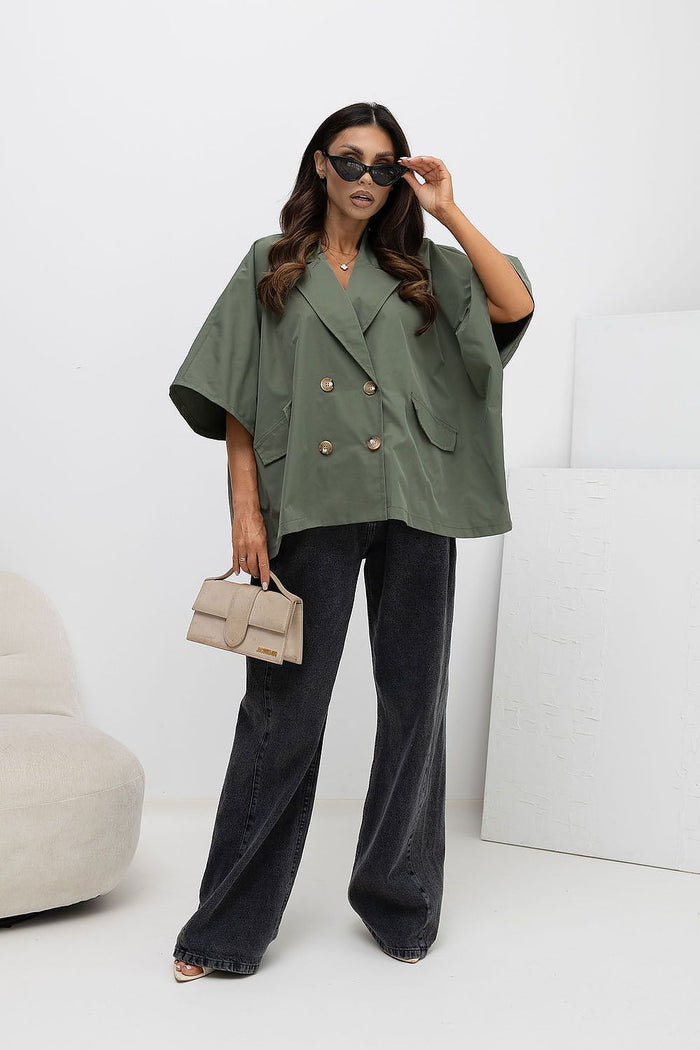 Short Loose-Fitting Coat for Effortless Style - Coats & Jackets