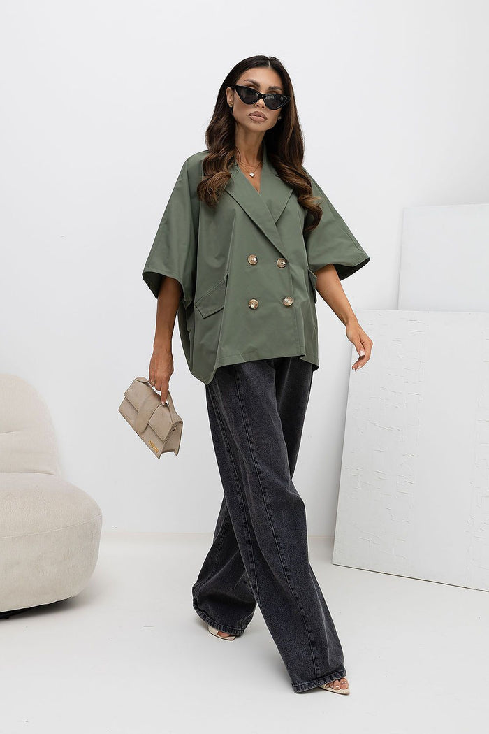 Short Loose-Fitting Coat for Effortless Style - Coats & Jackets