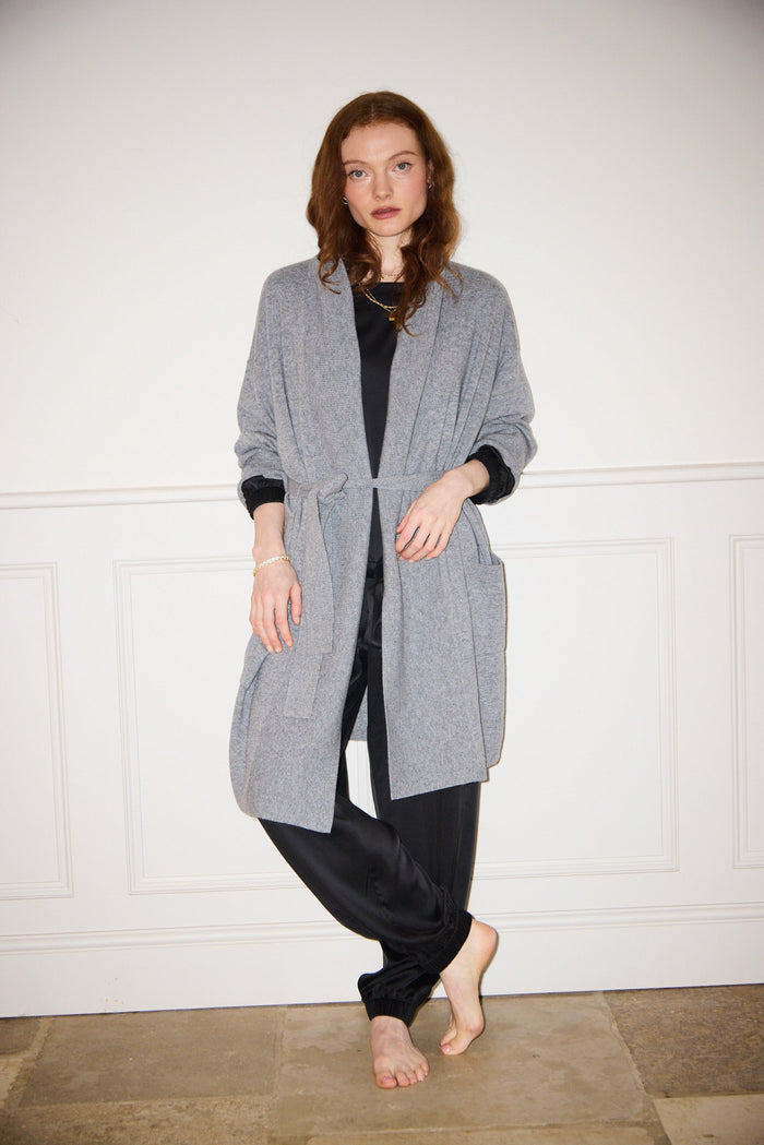 Silver Grey Pure Cashmere Robe - Women's Nightwear