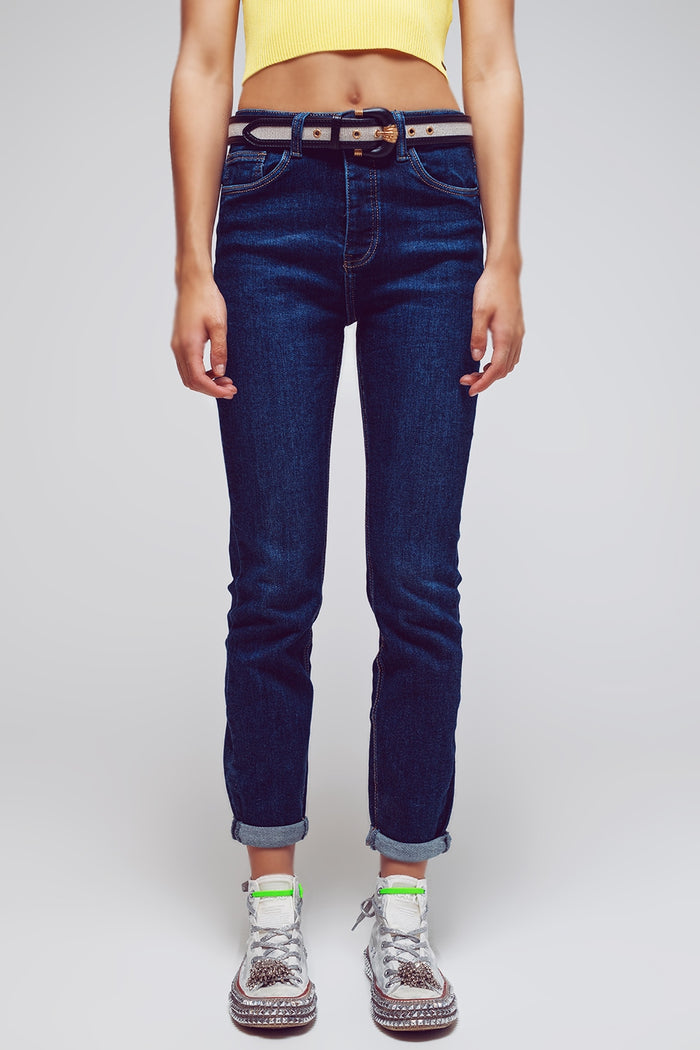 Skinny Fit Jeans in Mid Wash Blue - Denim