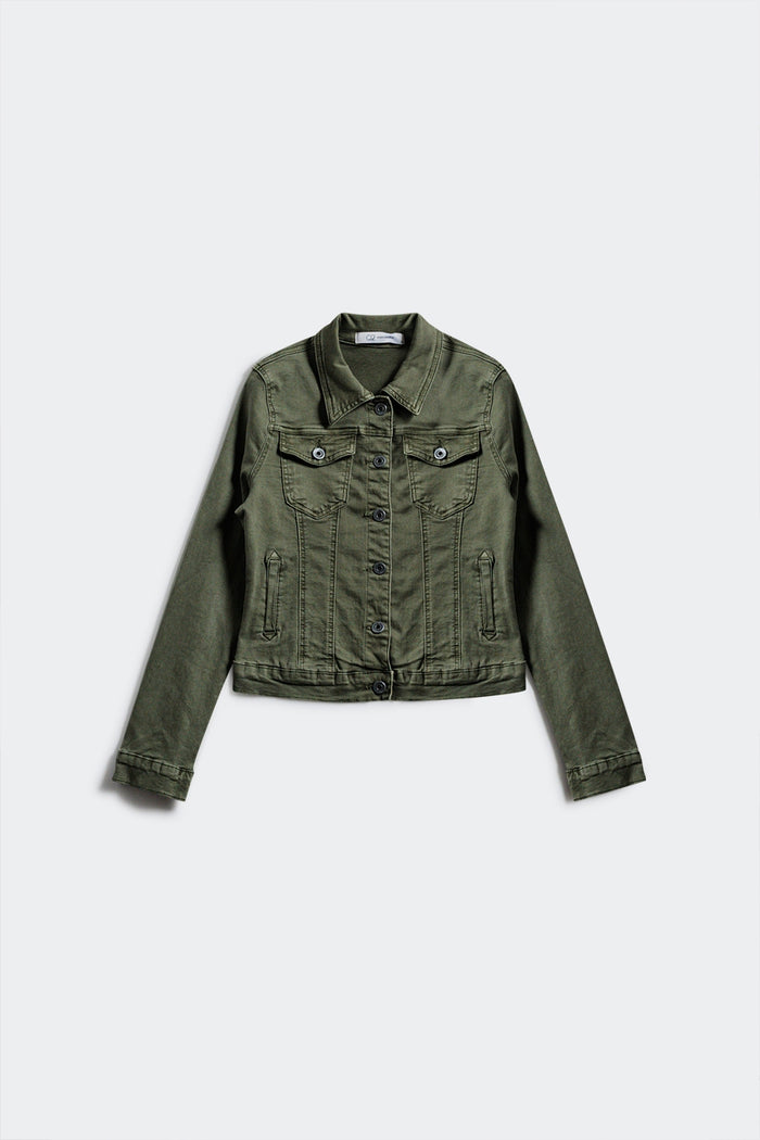 Slim denim trucker jacket in khaki