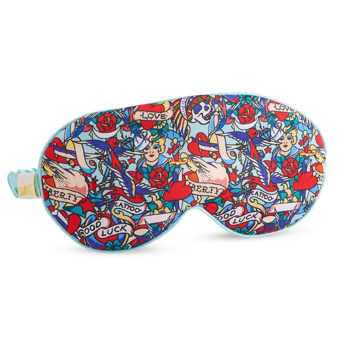 SMUG Satin Sleep Mask - Tattoo Print for Relaxing Nights Sleep Mask Only - Satin Sleep Mask