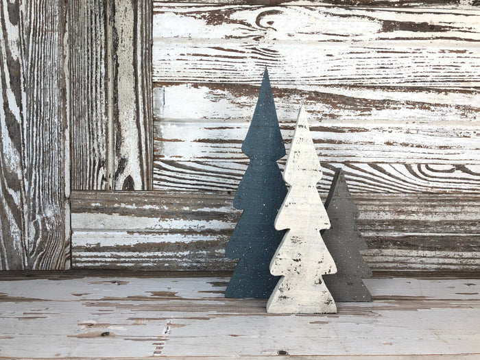 Snowy Wooden Tree Set