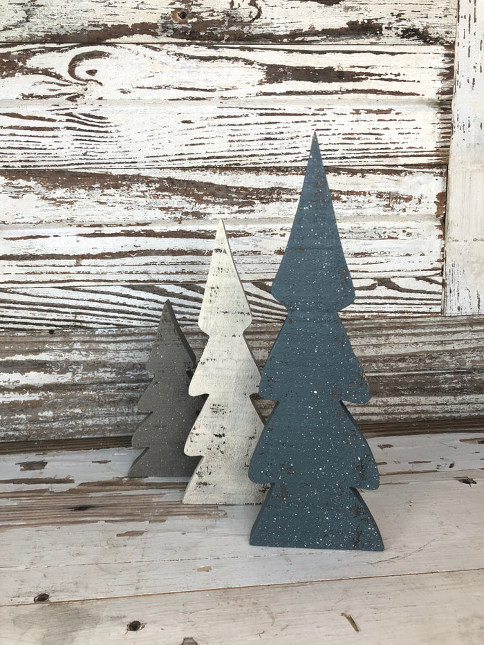 Snowy Wooden Tree Set
