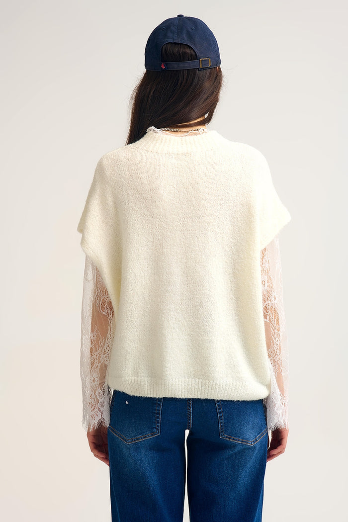 Soft Knit Sleeveless sweater with lace lining
