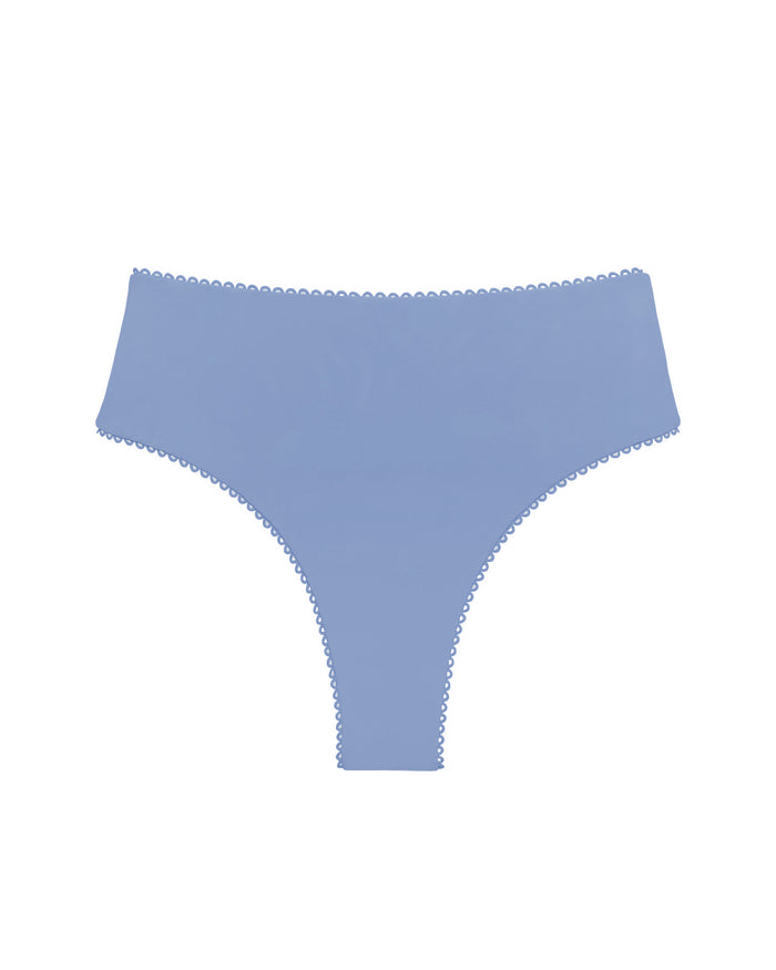 LSPACE Soleil bikini bottom in Chambray, off-model flat lay.
