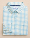 spring plaid button down Southern Tide Precheck Plaid Coastal Breeze Sport Shirt - Tropical Breeze Blue