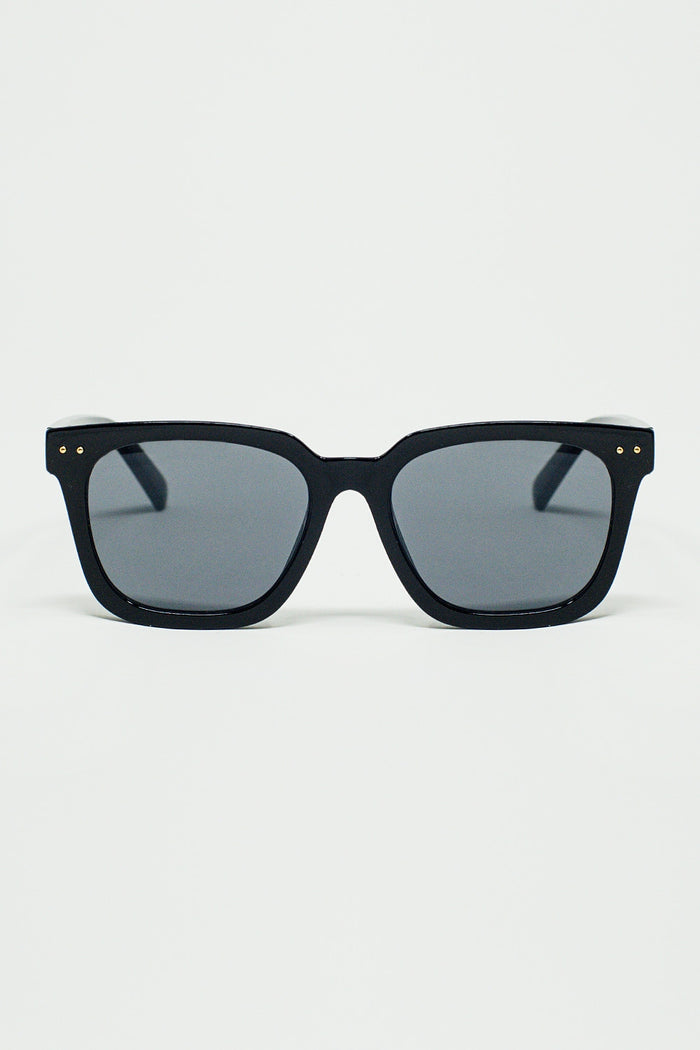 square bevel frame sunglasses in black
