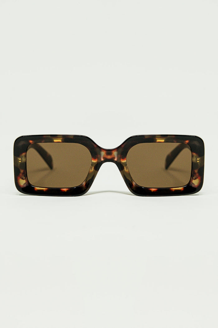 square sunglasses with brown abstract print