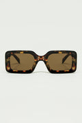 square sunglasses with brown abstract print