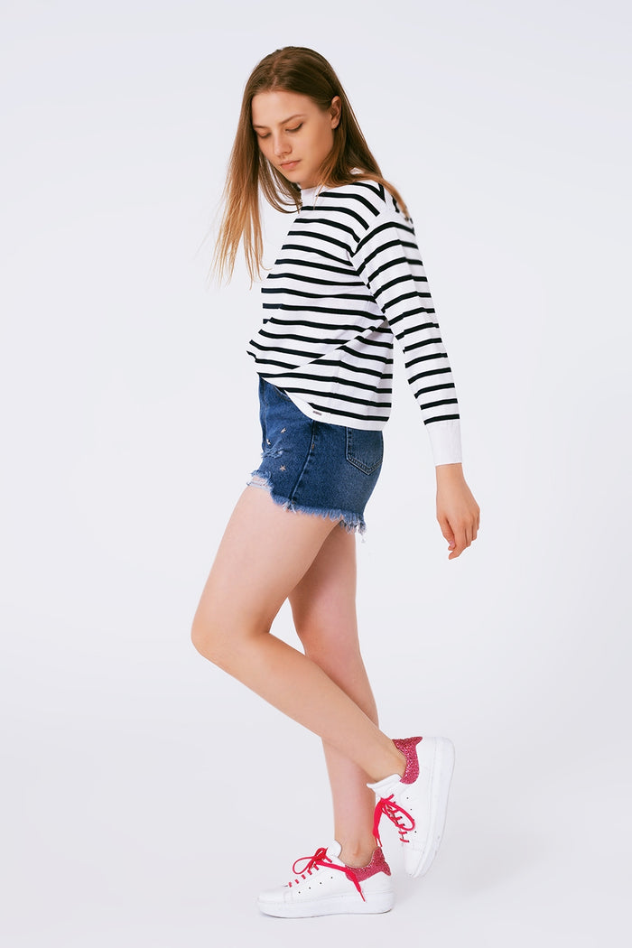 star stud embellishment denim shorts - Denim
