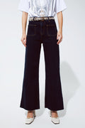 Straight Jeans With Pocket Detail In Dark Wash - Denim