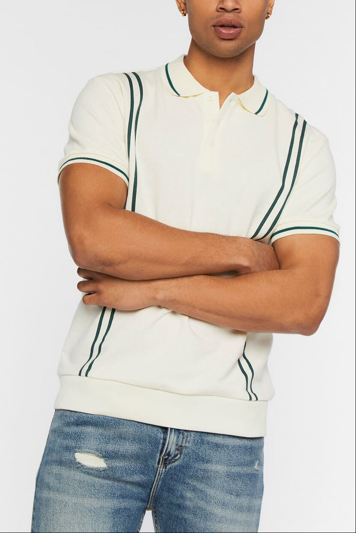 Striped-Trim Polo Shirt