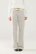 Striped trousers with a straight leg in a stretch fabric - trousers