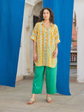 Yellow and Green Cotton Women Shirt | Pinklay