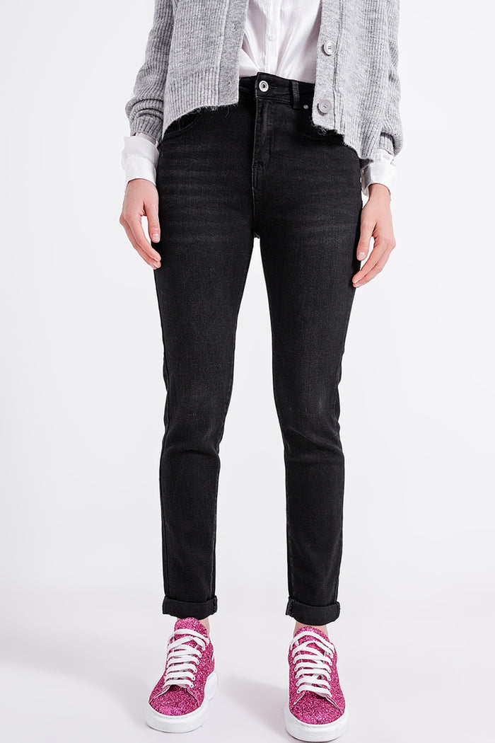 Super high rise skinny leg jeans in black - Coloured Jeans