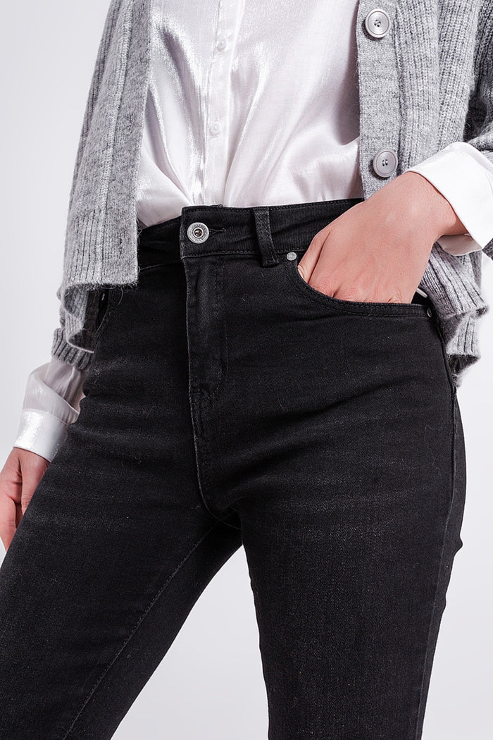 Super high rise skinny leg jeans in black - Coloured Jeans